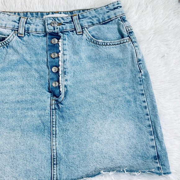Zara Light Blue Denim Jean Mini Skirt Small - Picture 2 of 9